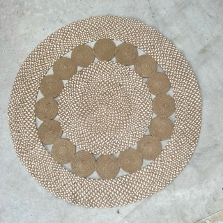 Round jute and cotton patterned rug 90cm and 120cm diameter